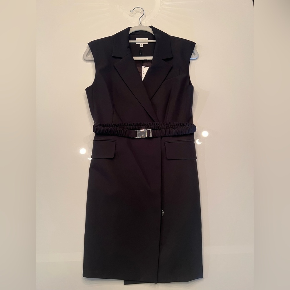 Milly Black Sleeveless Belted Blazer Mini Yara Dress Size 6 NWTs